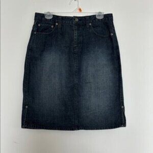 [New] Route 66 (10)  Dark Blue Factory Fade Cotton Denim Mini Zip Fly Skirt